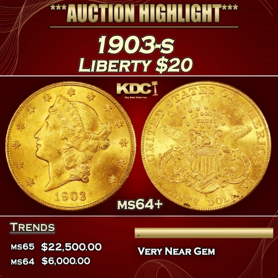 1903-s Gold Liberty Double Eagle $20 ms64+ SEGS