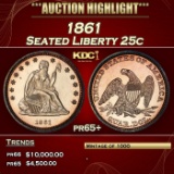 1861 Proof Seated Liberty Quarter 25c pr65+ SEGS
