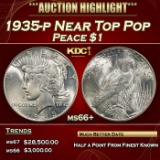 1935-p Peace Dollar Near Top Pop $1 ms66+ SEGS