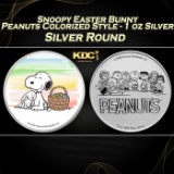Snoopy Easter Bunny Peanuts Colorized Style - 1 oz Silver Round Round
