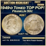 1949-d Franklin Half Dollar Toned TOP POP! 50c ms67 fbl SEGS