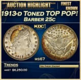 1913-d Barber Quarter Toned TOP POP! 25c ms67 SEGS