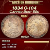 1834 Capped Bust Half Dollar O-104 50c ms62+ USCG