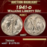 1941-d Walking Liberty Half Dollar 50c ms67 SEGS