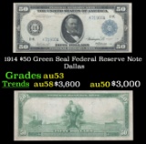 1914 $50 Green Seal Federal Reserve Note Grades Select AU Dallas