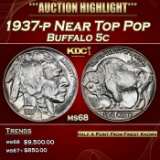 1937-p Buffalo Nickel Near Top Pop 5c ms68 SEGS
