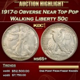 1917-d Obverse Walking Liberty Half Dollar Near Top Pop 50c ms65+ SEGS
