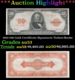 1913 $50 Gold Certificate Grades Select AU Signatures Teehee/Burke