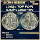 1943-s Walking Liberty Half Dollar TOP POP! 50c ms67+ SEGS