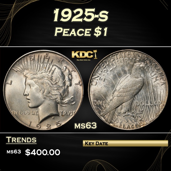 1925-s Peace Dollar $1 Grades ms63