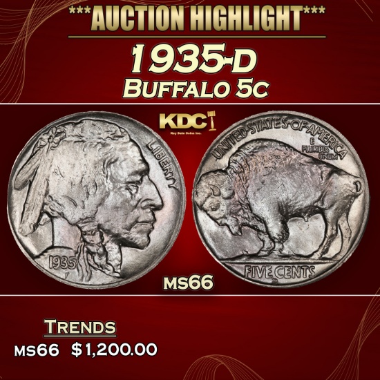 1935-d Buffalo Nickel 5c ms66 SEGS