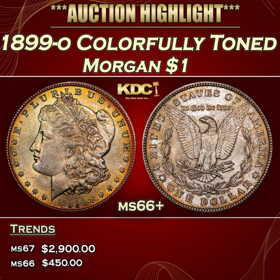 1899-o Morgan Dollar Colorfully Toned $1 ms66+ SEGS