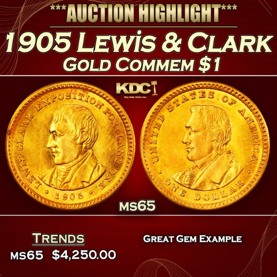 1905 Lewis & Clark Gold Commem Dollar 1 ms65 SEGS