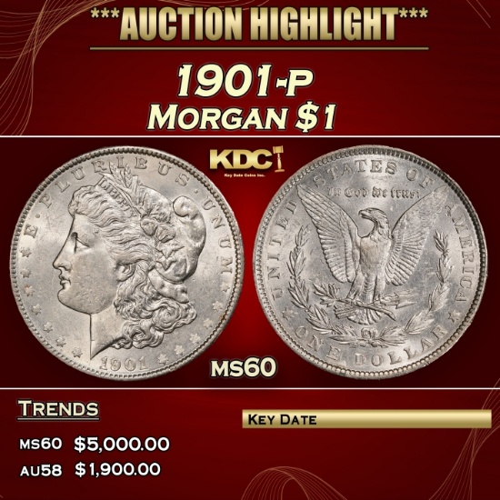 1901-p Morgan Dollar $1 Grades ms60