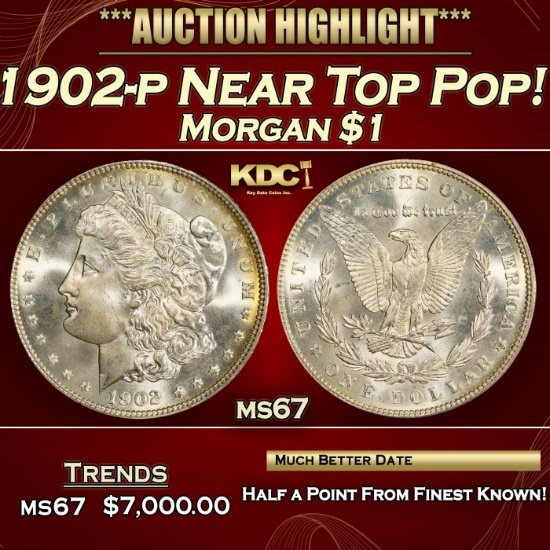1902-p Morgan Dollar Near Top Pop! $1 ms67 SEGS