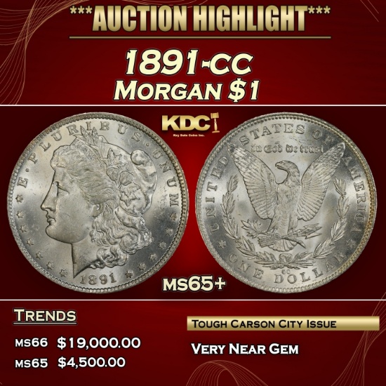 1891-cc Morgan Dollar $1 ms65+ SEGS