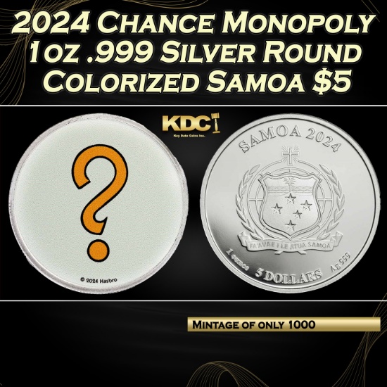 2024 Chance Monopoly 1oz .999 Silver Round Colorized Samoa Round