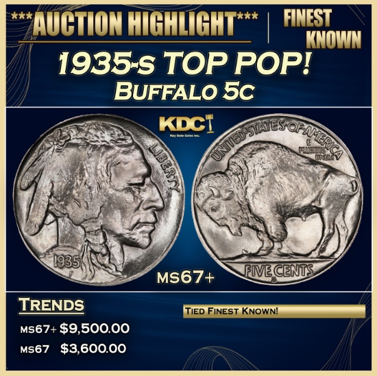1935-s Buffalo Nickel TOP POP! 5c ms67+ SEGS