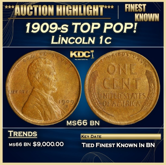 1909-s Lincoln Cent TOP POP! 1c ms66 bn SEGS