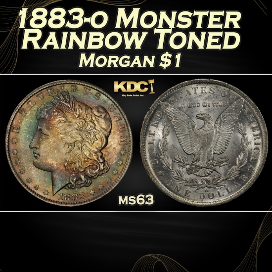 PCGS 1883-o Morgan Dollar Monster Rainbow Toned $1 ms63 PCGS