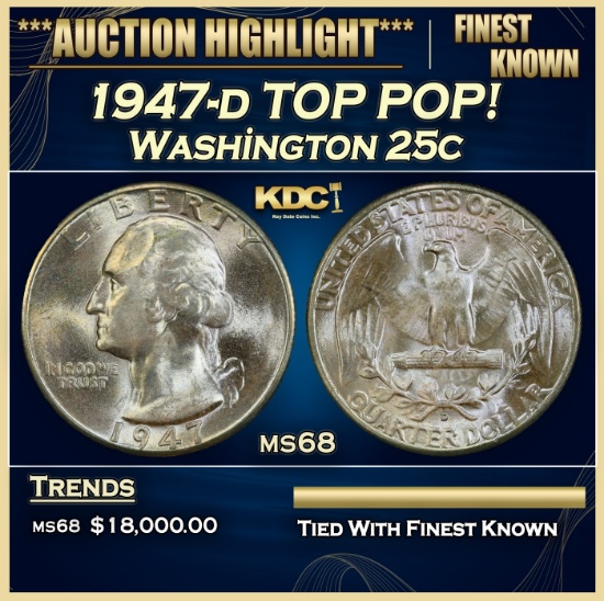 1947-d Washington Quarter TOP POP! 25c ms68 SEGS