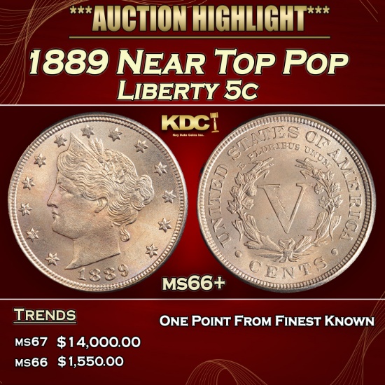 1889 Liberty Nickel Near Top Pop 5c ms66+ SEGS