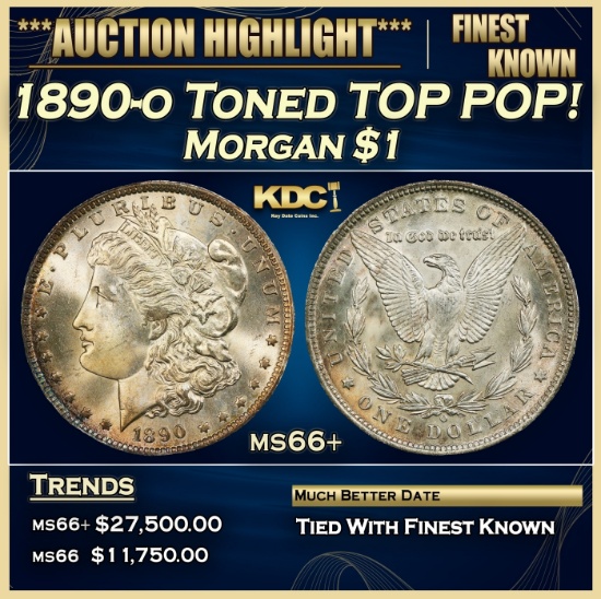 1890-o Morgan Dollar Toned TOP POP! $1 ms66+ SEGS
