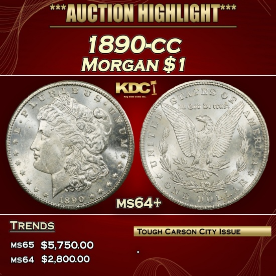 1890-cc Morgan Dollar $1 ms64+ SEGS