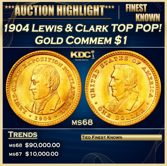 1904 Lewis & Clark Gold Commem Dollar TOP POP! 1 ms68 SEGS