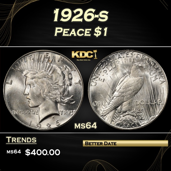 1926-s Peace Dollar $1 Grades ms64