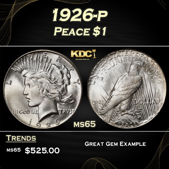 1926-p Peace Dollar $1 Grades ms65