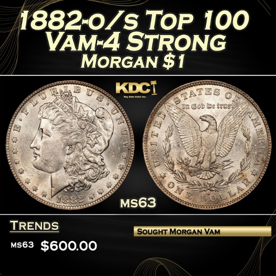 1882-o/s Top 100 Morgan Dollar Vam-4 Strong $1 Grades ms63