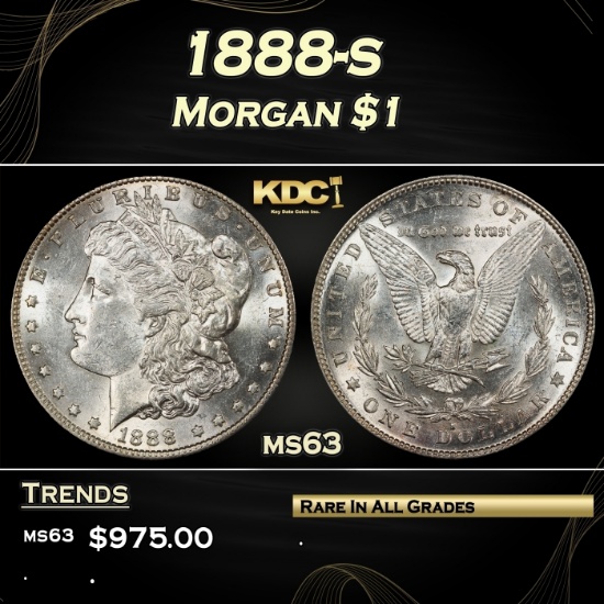 1888-s Morgan Dollar $1 Grades ms63