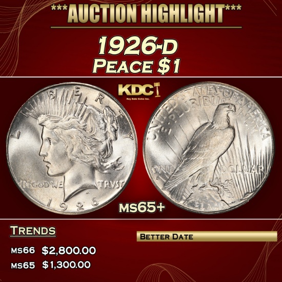 1926-d Peace Dollar $1 ms65+ SEGS