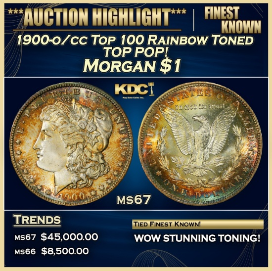 1900-o/cc Top 100 Morgan Dollar Rainbow Toned TOP POP! $1 ms67 SEGS