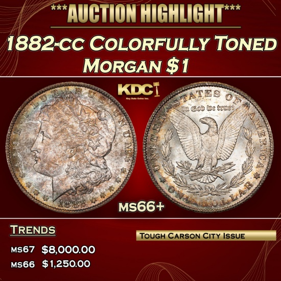 1882-cc Morgan Dollar Colorfully Toned $1 ms66+ SEGS