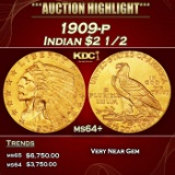 1909-p Gold Indian Quarter Eagle $2 1/2 ms64+ SEGS