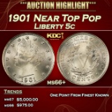 1901 Liberty Nickel Near Top Pop 5c ms66+ SEGS