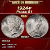 1924-p Peace Dollar $1 ms66+ SEGS