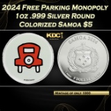 2024 Free Parking Monopoly 1oz .999 Silver Round Colorized Samoa Round