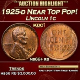 1925-d Lincoln Cent Near Top Pop! 1c ms66+ rb SEGS