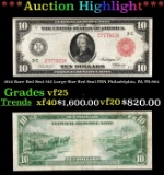 1914 $10 Large Size Red Seal FRN Rare Red Seal Philadelphia, PA Grades vf25 FR-894
