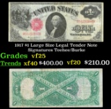 1917 $1 Large Size Legal Tender Note Grades vf+ Signatures Teehee/Burke