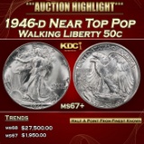 1946-d Walking Liberty Half Dollar Near Top Pop 50c ms67+ SEGS