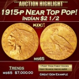 1915-p Gold Indian Quarter Eagle Near Top Pop! $2 1/2 ms65 SEGS