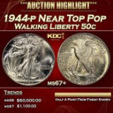 1944-p Walking Liberty Half Dollar Near Top Pop 50c ms67+ SEGS