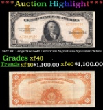 1922 $10 Large Size Gold Certificate Grades xf Signatures Speelman/White
