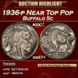 1936-p Buffalo Nickel Near Top Pop 5c ms67+ SEGS