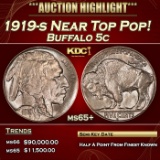 1919-s Buffalo Nickel Near Top Pop! 5c ms65+ SEGS