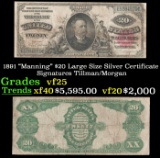 1891 $20 Large Silze Silver Certificate 